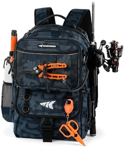 KastKing BaitSpace 50L Fishing Backpack with 4 Tackle Boxes, 2 Rod Holders by KastKing