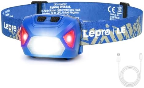 Lepro Rechargeable LED Headlamp Bright Waterproof Headlight 6 Modes - Blue by Lepro