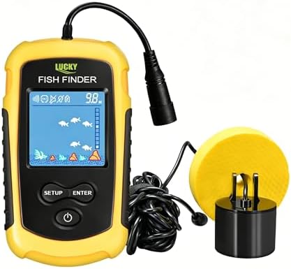 LUCKY Kayak Portable Fish Depth Finder Water Handheld Fish Finder Sonar Castable Kayak Boat Fishfinder Transducer Fishing LCD Display FFC1108 by LUCKY