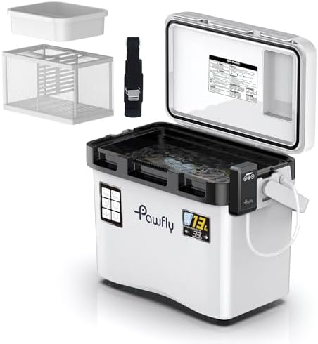 Pawfly 13-19 QT Live Bait Cooler, Leak-Proof Fishing Cooler with Rechargeable Aerator, Portable Fish Livewell for Boat, Insulated Minnow Bucket for Shrimp & Live Fish, Hard Cooler Box for Fishing by Pawfly