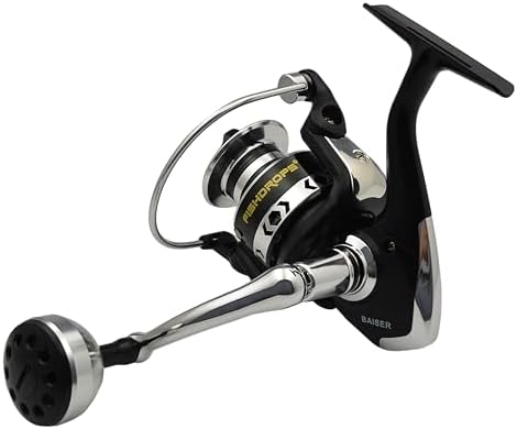 Fishdrops Spinning Fishing Reels, Lightweight Spinning Reel, 15.5 LBs Max Drag, 5.1:1/5.5:1 High Speed Ultra Smooth Powerful with CNC Aluminum Spool Fishing Reels Freshwater(Black/Gold) by Fishdrops