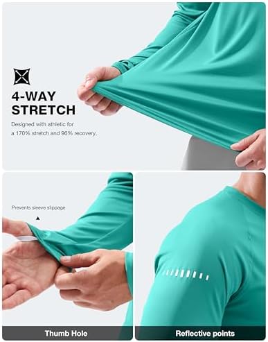 Men's Sun Protection Swim Long Sleeve UPF 50+ Rash Guard Lightweight Shirts - Image 6