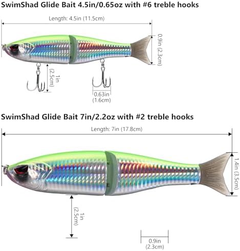 Bassdash SwimShad Glide Baits Jointed Swimbait Bass Pike Salmon Trout Muskie Fishing Lure - Image 2