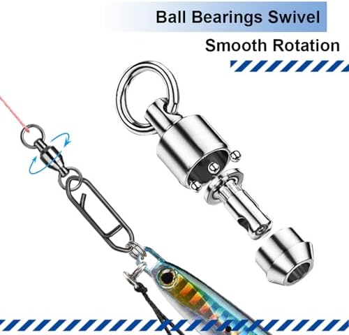 Atibin Snap Connector Fishing Swivels Stainless Bearing Ball Snap Swivels Steel Quick Change Fishing Clips Swivel Black Nickel - Image 3