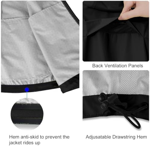baleaf Men's Rain Jacket Waterproof Hood Lightweight Reflective Packable - Image 3