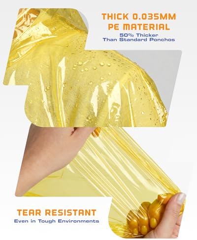 Hagon PRO Disposable Rain Ponchos for Adults, Hooded Poncho, Family 5 Pack - Image 2