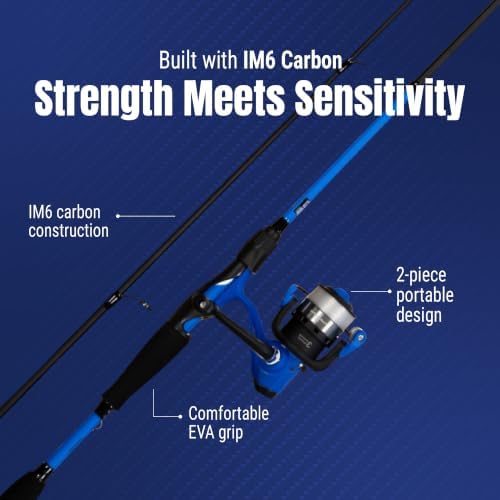 Reaction Tackle 2-Piece IM6 Carbon Fishing Rod and Reel Combo for Bass, Panfish, Trout, and Freshwater Fishing - Image 5
