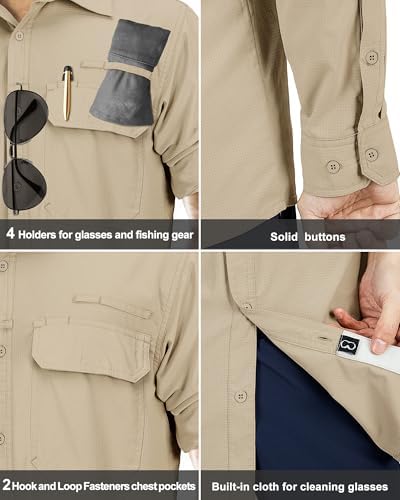 33,000ft Men's Long Sleeve Sun Protection Shirt UPF 50+ UV Quick Dry Cooling Fishing Shirts for Travel Safari Camping Hiking - Image 5