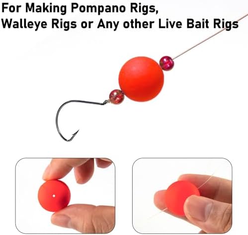 Dr.Fish 30 Pack Fishing Rig Float Pompano Floats Foam Floats for Surf Fishing Live Bait Rig Bottom Rig Walleye Crawler Harness - Image 4