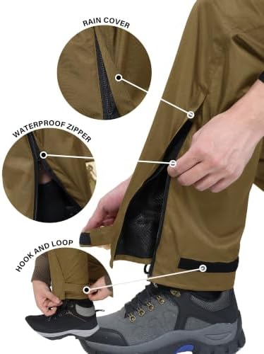iCreek Men's Rain Pants Waterproof Breathable Lightweight Rain Over Pants - Image 5