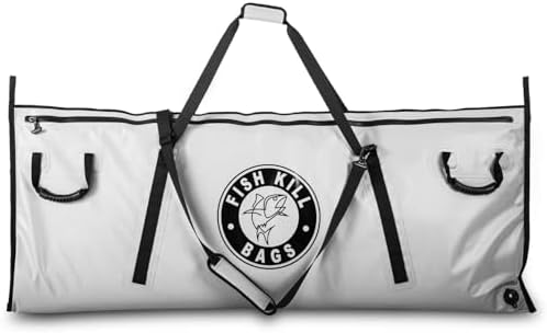Flat PVC Tarpaulin Insulated Fish Cooler Kill Bag - Waterproof Fishing Cooler Bag with Easy Grip Carry Handles - Portable Soft Cooler - 3 Sizes by FishKillBags