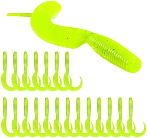 Curly Style Tail Worms Fishing Lures – Realistic Wavy Tail Soft Bait Grub Swimbaits for Saltwater & Freshwater Fishing, Available in 4 Inch & 6 Inch, Perfect for Bass, Trout, Crappie, & More by PROBITE