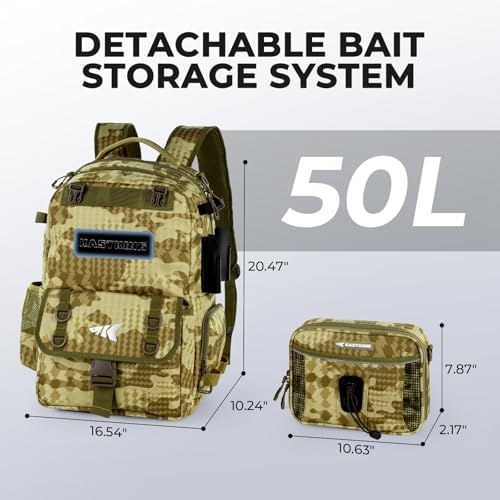 KastKing BaitSpace 50L Fishing Backpack with 4 Tackle Boxes, 2 Rod Holders - Image 3