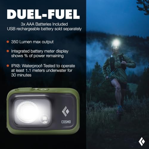 BLACK DIAMOND Cosmo 350 Headlamp, AAA Powered, Dimmable, BD Dark Olive - Image 2