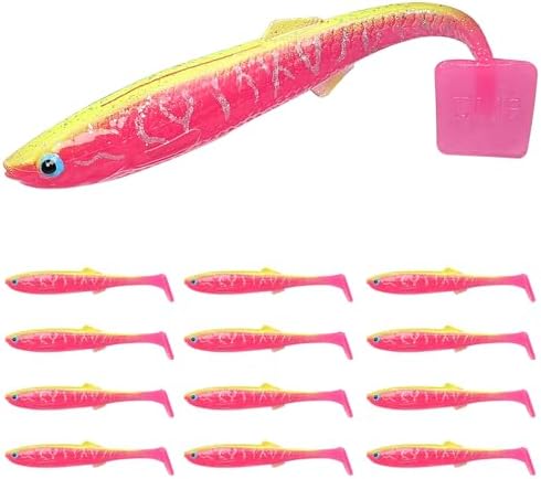 TRUSCEND Shadtale Easy Catch Soft Fishing Lures with BKK Hooks - Trembly Sinking and Vibrating Swim for More Bites, Pre-Rigged Swimbaits for Bass, Trout, Crappie, Walleye, Freshwater Saltwater Fishing by TRUSCEND