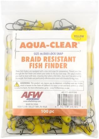 Aqua-Clear, Braid Resistant Fish Finder Rig Slide, Size #6#8 Duo Lock Snap for Surf Fishing Gear & Catfish Rigs, High Visibility Sinker Slide by AQUA-CLEAR