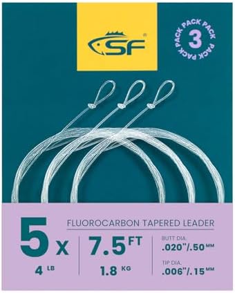 SF Fly Fishing Tapered Leader – Fluorocarbon Pre-Tied Loop by SUNSHINEFISHING