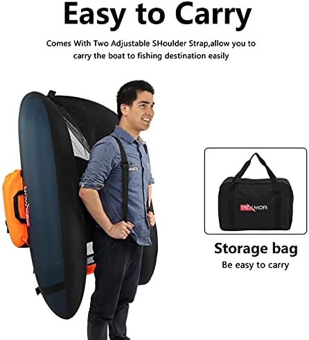 PEXMOR Inflatable Fishing Float Tube, Float Tubes for Fishing w/Rod Holder | Fish Ruler | Pump | Carry Bag | Adjustable Straps| Storage Pockets, 350LBS Capacity Fly Fishing Belly Boat - Image 3