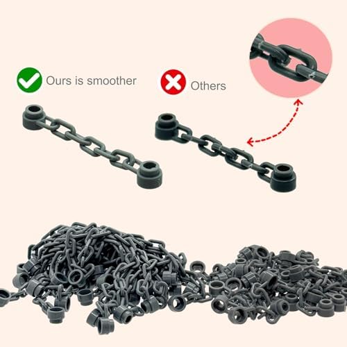 Taken All MOC Building Block Chain Links Accessories Chain Rope with End Studs Bricks Bulk Parts DIY Construction Toys Compatible with Major Brand for Kids 6Y+ (Dark Gray) - Image 3