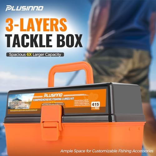 PLUSINNO Large 3 Layers Fishing Tackle Box Lures Kit with Tackle Included - Image 2