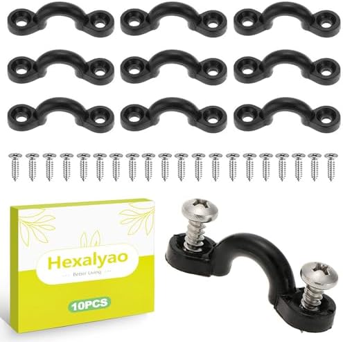 10 Pcs Kayak Rigging Kit Nylon Bungee Deck Loops Pad Eyes with Stainless Steel Screws Marine Grade Boat Tie-Down Hooks Replacement Accessories for Canoes Paddle Boards and Fishing Boats by Unknown
