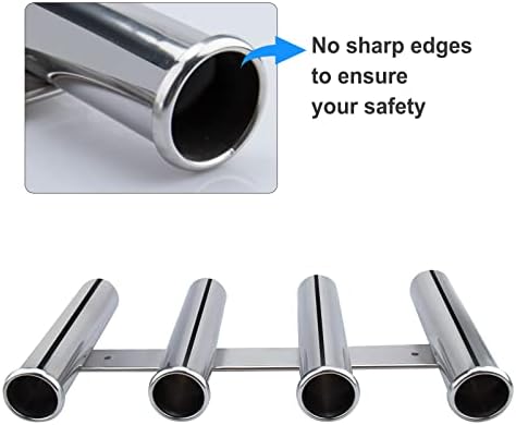 Fishing Rod Holder for Boat, Vertical Wall Mounted Fishing Rod Rack, Stainless Steel Rod Holder for Marine Boat,Fishing Boat, Truck (4 Tubes Standard) - Image 3