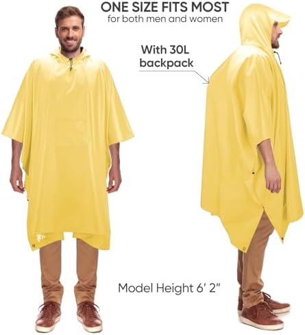 PTEROMY Hooded Rain Poncho for Adults, Reusable Waterproof Raincoat - Image 4