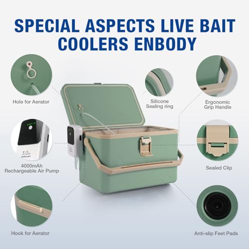 Ghosthorn 11/15QT Cooler Live Bait Bucket with 4000mAh Rechargeable Aerator - Image 4