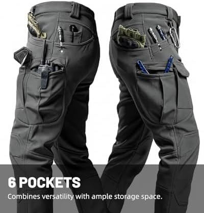 Men's Tactical Pants Stretch Waterproof Fabric Durable Cargo Pants for Hiking Casual Work Multi Pockets (No Belt) - Image 4