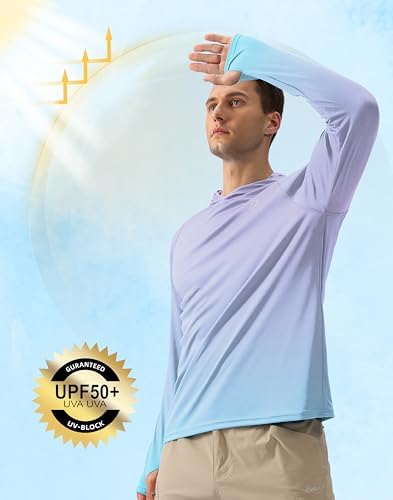 Pudolla Men's Sun Protection Hoodie Shirts UPF 50+ Fishing Hiking Shirt - Image 4