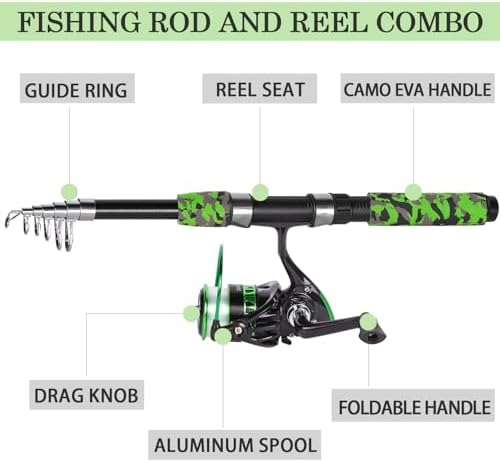 Tripquips Fishing Pole Combo, 6.9ft Telescopic Rods Set, Collapsible Fishing Rods 2PCS Spinning Reel Set with Carrier Bag Freshwater Fishing Rod and Reel Combos Kits - Image 5