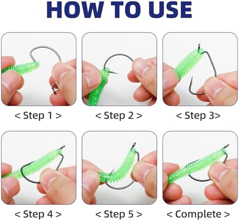 UCEC EWG Fishing Hooks, Offset Worm Hooks for Bass Fishing Hook Texas Rig - Image 5