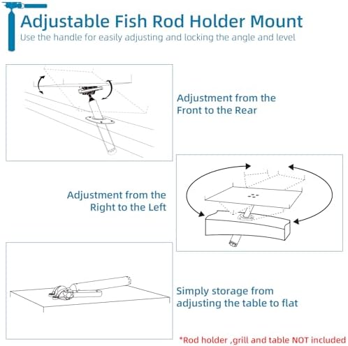 Grill Mount Rod Holder Mount for Boat Rectangular Grills/Bait Fillet Table - Image 4