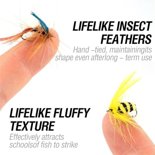 Fly Fishing Lures 100Pcs Fly Fishing Flies Kit with Box Dry Wet Nymphs Streamers Artificial Casting Lures for Bass Trout Salmon - Image 5