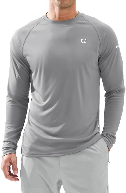 Men's Sun Protection Swim Long Sleeve UPF 50+ Rash Guard Lightweight Shirts by GGradual