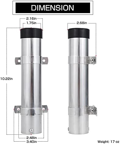 AMYSPORTS Steel Wall Rod Holder Fishing Stainless Mount Rod Holder Marine Side Boat Pole Holders Kayak Saltwater Freshwater - Image 2