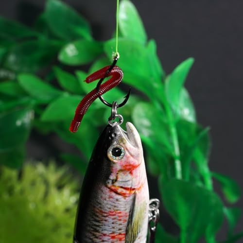 100 Pcs 3.3inch Soft Worms Fishing Lure Baits, Earthworm Baits Lifelike Fake Bloodworm,Fresh Water Fishing Bait - Image 4