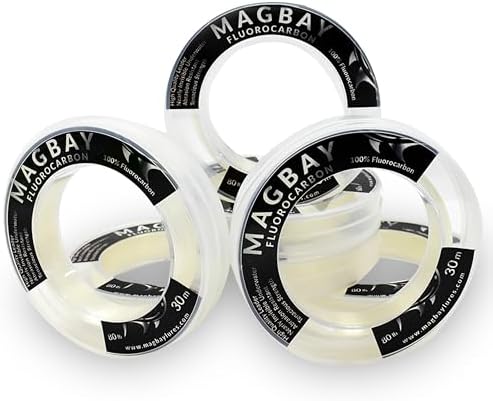 MagBay Lures 100% Pure Fluorocarbon Leader Line - Saltwater & Freshwater Invisible Fluorocarbon Fishing Leader Line, Strong Performance 150, 130, 100, 80, 60 & 40 lbs 33 Yard by MagBayLures