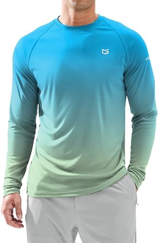 Men's Sun Protection Swim Long Sleeve UPF 50+ Rash Guard Lightweight Shirts by GGradual