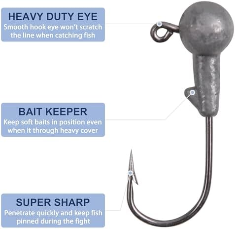 Soft Fishing Lures Jig Head Hooks Kit, Crappie Jigs Lures Kit Mixed Curly Grub Lures Tube Baits Soft Plastic Swimbaits for Bass Trout Panfish Saltwater Freshwater Fishing - Image 4