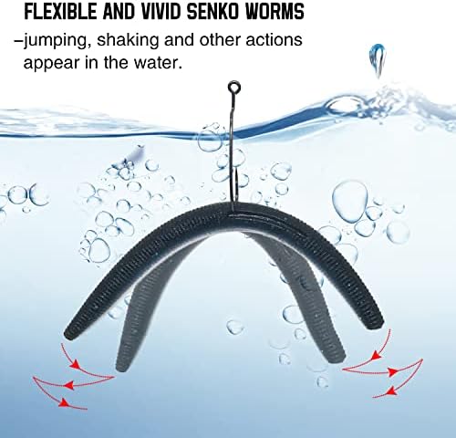 Senko Wacky Worms - Soft Plastic Lures, 30pcs Rubber Worms, 4-5 inches for Bass Freshwater & Saltwater Fishing - Image 3