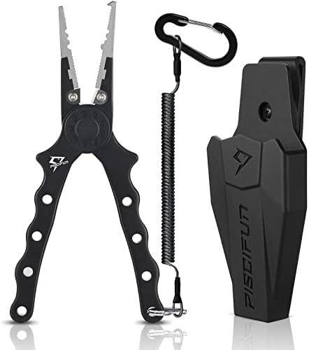 Piscifun Saltwater Fishing Pliers, Aluminum, Split Ring, Braid Cutter by Piscifun