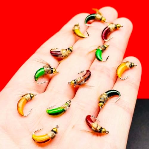 10Pc Wet Flies Bait Fly Fishing Flies for Bass Trout Pike Salmon Brass Head Caddis Nymph Handmade Fishing Bait Artificial Insect Fishing Lure - Image 3