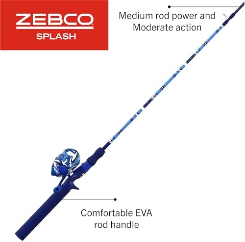 Zebco Splash Spincast Reel and Fishing Rod Combo, Fiberglass Rod, Ball Bearing System, All Metal Gears, 8-Pound Line - Image 6
