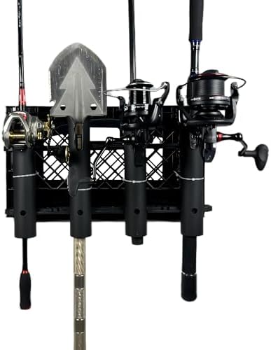 HiUmi Wall Mounted Fishing Rod Holders Tubes Links Fishing Rod Holder Rack Rests (4-Pole-Black) - Image 5