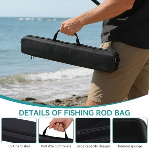 Travel Fishing Rod Case Hard Shell, Fishing Pole Carrying Case for Travel Fishing Rod Bag Carrier Case Fishing Pole Travel Case with Shoulder Strap for Fishing Tools - Image 5