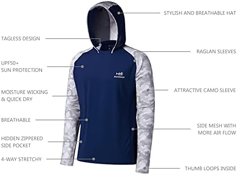 BASSDASH Men’s UPF 50 Performance Fishing Shirt Cooling Hoodie Camo Long Sleeve FS17M - Image 4