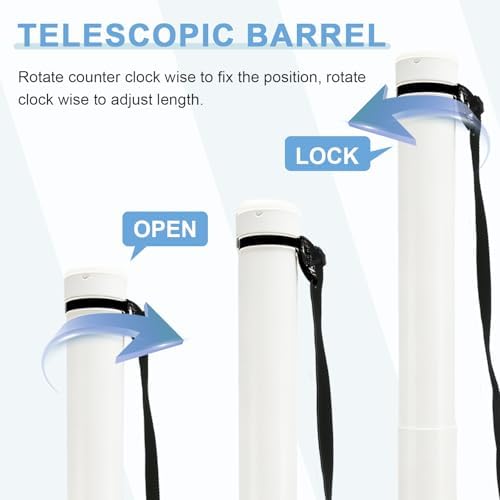DEWEL Poster Tube, Waterproof Poster Holder Plastic Expandable Poster/Art/Document Storage Tube 24.5" to 40", Adjustable Poster Storage Blueprint Holder with Carrying Strap (White-Large Size) - Image 5
