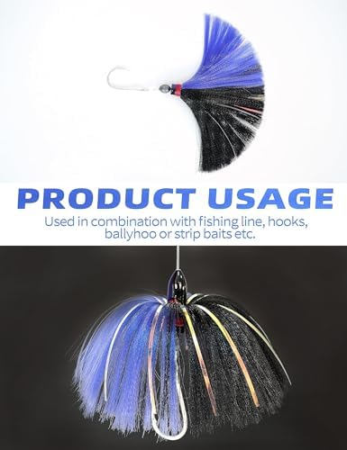 BLUEWING Sea Trolling Lures with Lead Head Saltwater Fishing Witches Big Game Ballyhoo Skirt for Tuna, Wahoo, Sailfish, Mahi Mahi 1oz, 2oz, 4oz, 6oz, 8oz - Image 6