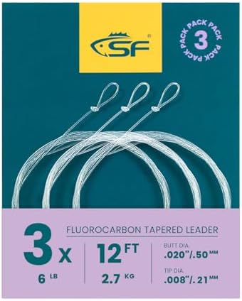 SF Fly Fishing Tapered Leader – Fluorocarbon Pre-Tied Loop by SUNSHINEFISHING
